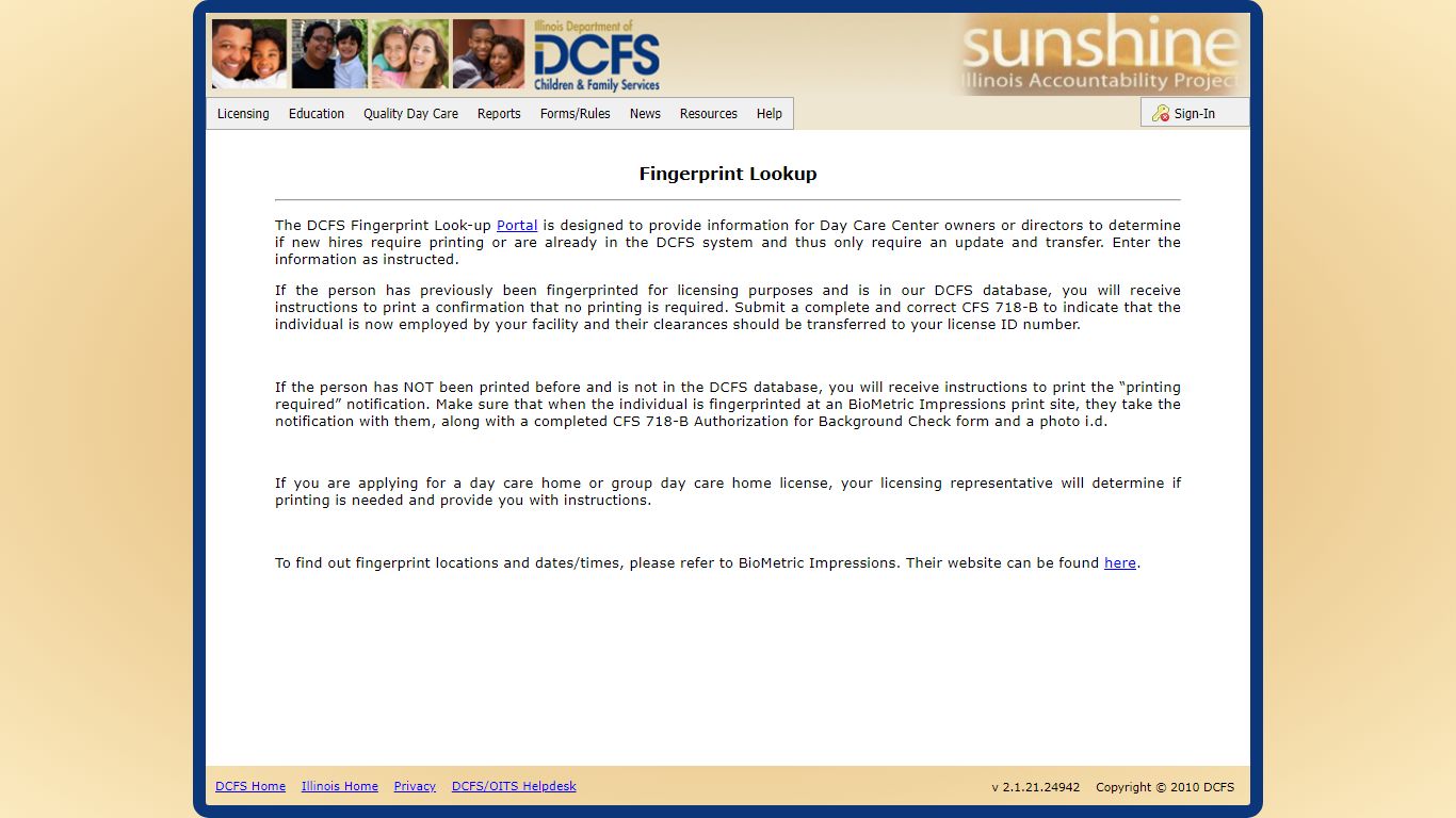 Fingerprint Lookup - Illinois