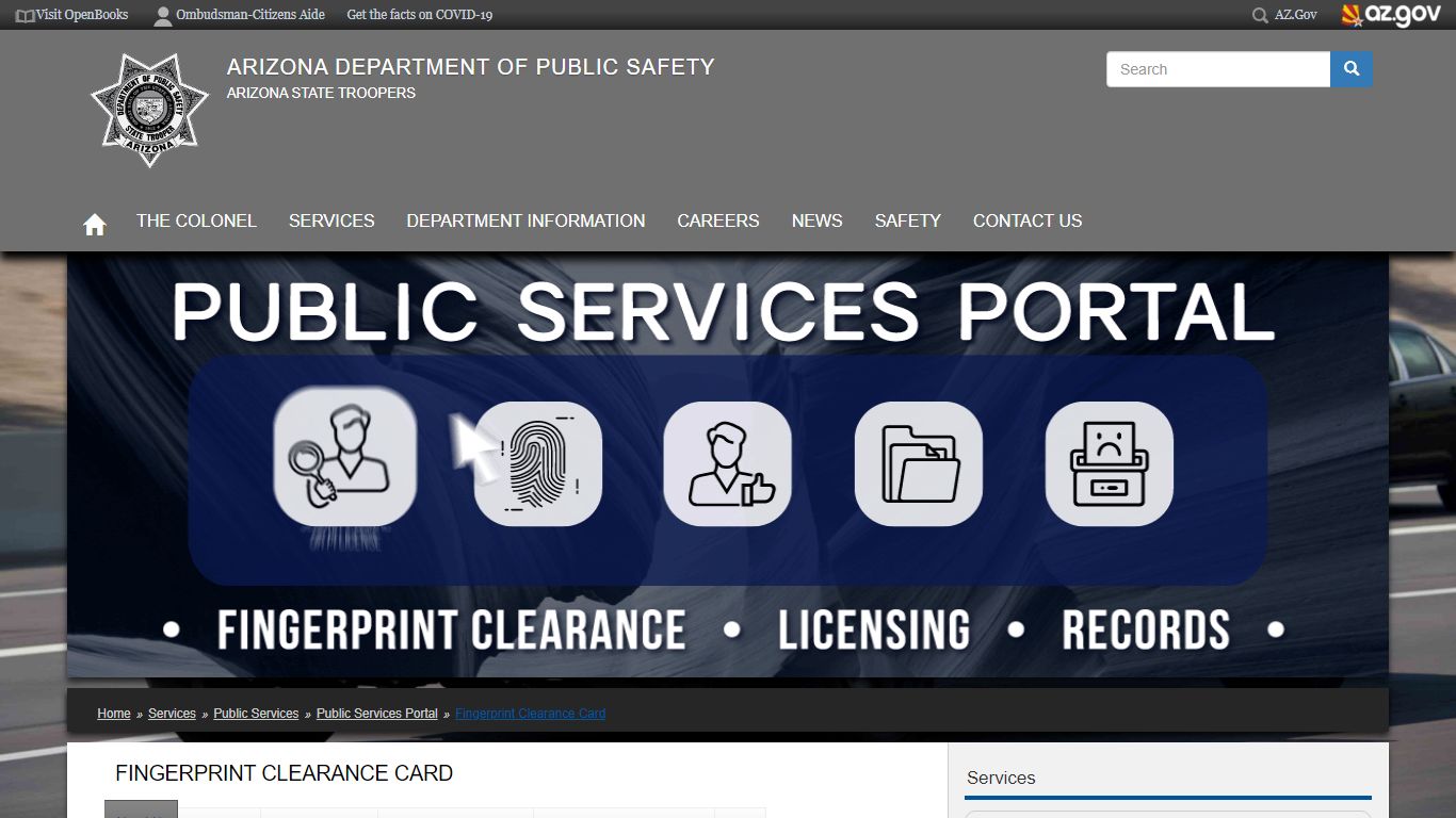 Fingerprint Clearance Card | Arizona Department of Public Safety